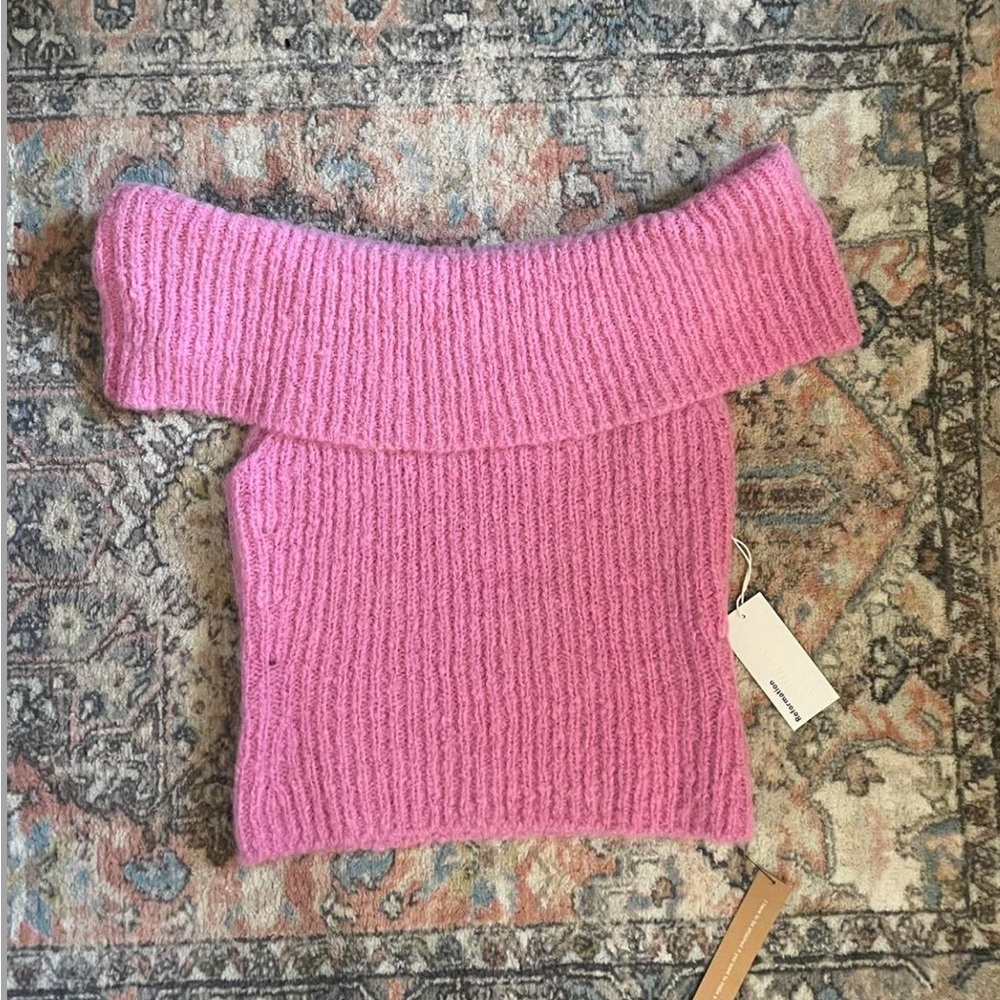 Reformation Satine Sleeveless Foldover Pink Sweater